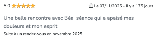 apaisement douleurs après séance béa magnétiseuse Espalion