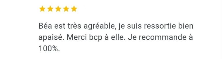 avis client apaisement suite séance énergétique de Béa à Espalion